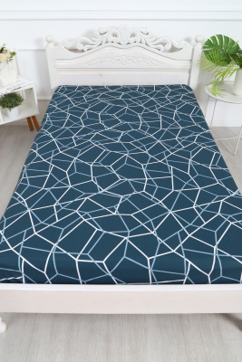 Простыня на резинке перкаль Квест морская волна